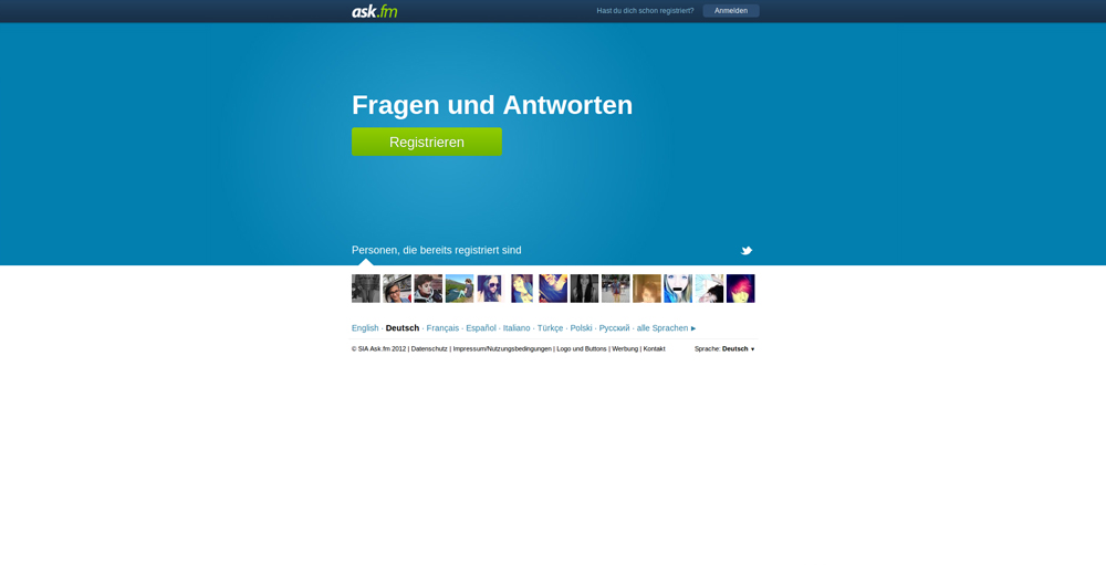 ask.fm Startseite